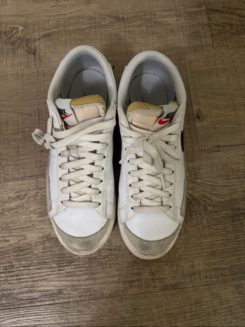 Nike White Sneakers with Beige and Red Accents